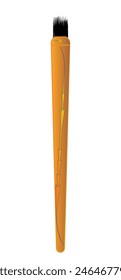 Realistic Brown Paintbrush for art with long black tip Isolated on white background. Editable vector EPS available