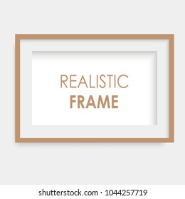 Realistic brown photo frame. Vector