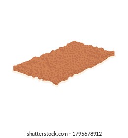 Realistisch braunes Roggen, schwedisches knuspriges Brot, Symbol einzeln auf weißem Hintergrund. Konzept gesunde Ernährung. Cartoon-Stil. Isometrische Vektorgrafik.