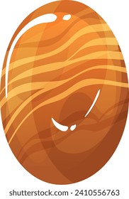 Realistic brown wooden Easter egg with beautiful light reflections and shadows. Easter holiday and wood texture decoration vector illustration.