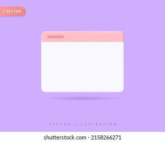 Realistic Browser 3d icon design illustrations. Internet, webpage, web, window, network, website, site vector design concept