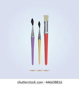 realistic  brush set. icon vector. artist paint brushes