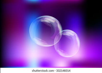 Realistic Bubbles over Blurry Pink  Background