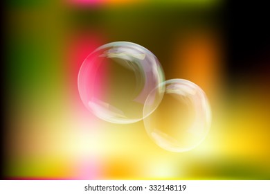 Realistic Bubbles over Blurry Yellow/Orange  Background