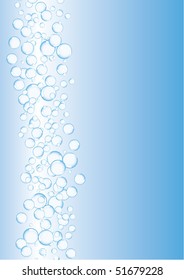 Realistic bubbles rising on blue