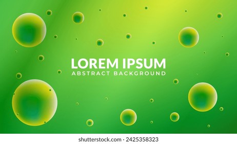 Realistic bubbly fluid vector illustration with green yellow gradient ambient color