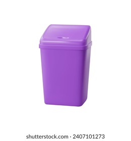 Realistic bucket, plastic container and bin. Isolated 3d vector durable trash can with a secure lid for efficient waste management, essential disposal tool offering clean and odor-free solutions