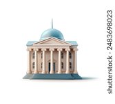 Realistic building of a state institution, 3D. For concepts of state ambassadors, museums, banks, courts, universities. Historical classical building. Vector