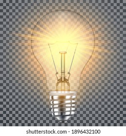 bombilla realista aislada en un fondo transparente. ilustración vectorial.