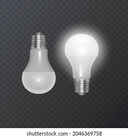 Realistic bulb in retro style, lamp looks good on dark substrate, Vector illustration