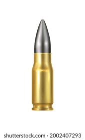 Realistic bullet against white background vector illustration