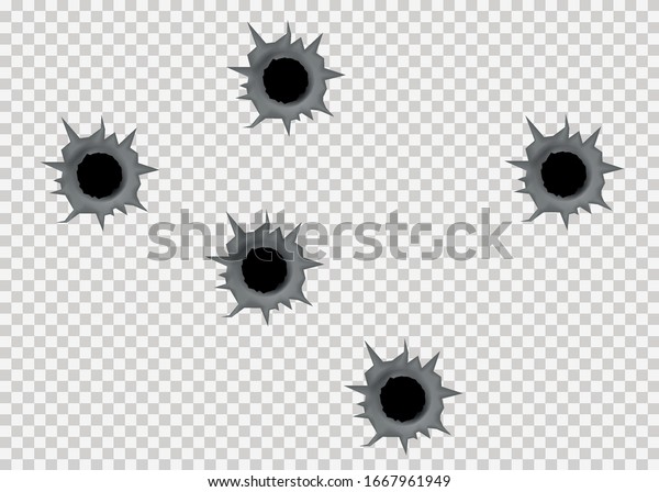 Realistic Bullet Holes Firearm Metal Plate Stock Vector (Royalty Free ...