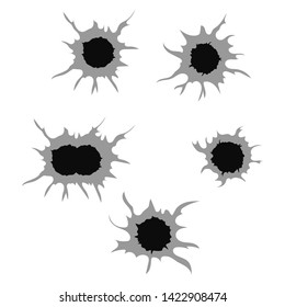 Realistic bullet holes vector design illustration isolated on white background