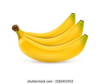 Realistic Bunch Bananas Isolated On White Stock Vector Royalty Free Shutterstock