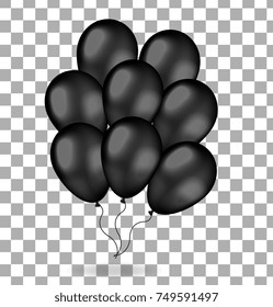 Realistic bunch of black balloons. 3d balloons for black Friday. Isolated on white background. Vector illustration