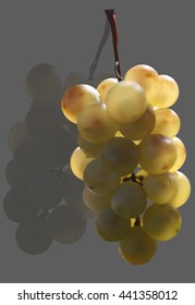 Realistic bunch of grapes with a shadow on a gray background. Juicy ripe grapes for your design. Realistic 3 d vector object. Vector illustrations. 10 eps.