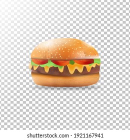 Realistic Burger With Transparent Background