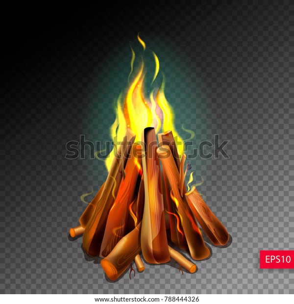 透明な背景にリアルな燃える焚き火 ベクターイラスト のベクター画像素材 ロイヤリティフリー