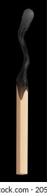 Realistic burning burnt match sticks on black background. Vector illustration