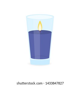 Realistic burning candle. Transparency grid. Vector stock illustration.