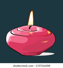 Realistic burning candle. Transparency grid.  apply to your design. Graphic element for documents, templates, posters, flyers. Vector illustration