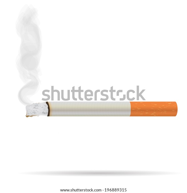 Realistic Burning Cigarette Illustration On White Stock Vector (Royalty ...