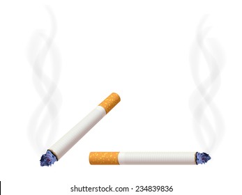 Realistic burning cigarette and smoke
