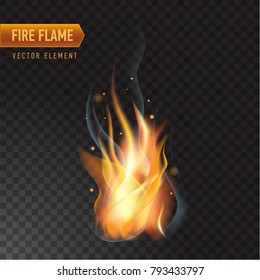 Realistic burning fire flame, vector effect with transparency. - Shutterstock ID 793433797