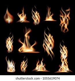 Se Arrojan Llamas De Incendio Realistas. Ilustración vectorial.