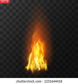Realistic burning fire flames vector effect with transparency for design. Trail of fire.Burning flames translucent elements special Effect.