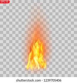 Realistic burning fire flames vector effect with transparency for design. Trail of fire.Burning flames translucent elements special Effect.