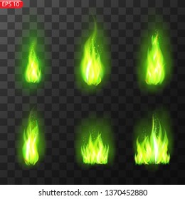 Realistic burning fire flames vector effect with transparency for design. Trail of fire.Burning flames translucent elements special Effect.