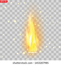 Realistic burning fire flames vector effect with transparency for design. Trail of fire.Burning flames translucent elements special Effect.