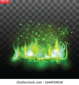 Realistic burning fire flames vector effect with transparency for design. Trail of fire.Burning flames translucent elements special Effect.