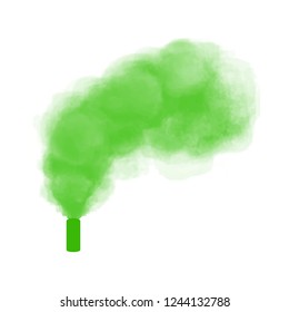 Realistic burning lime hand hold color smoke firework vector illustration. Exclusive holiday item for websites, web design, mobile app on white background