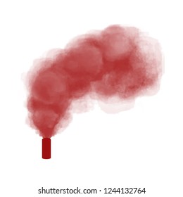Realistic burning red hand hold color smoke firework vector illustration. Exclusive holiday item for websites, web design, mobile app on white background