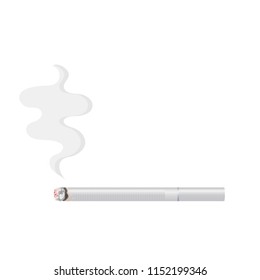 Realistic Burning White Cigarette Smoke Vector Stock Vector (Royalty ...