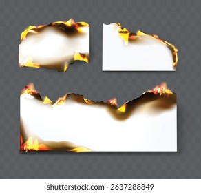 Realistic Burnt Paper Elements with Flames and Fire