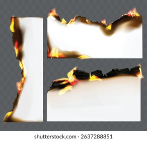 Realistic Burnt Paper Elements with Flames and Fire
