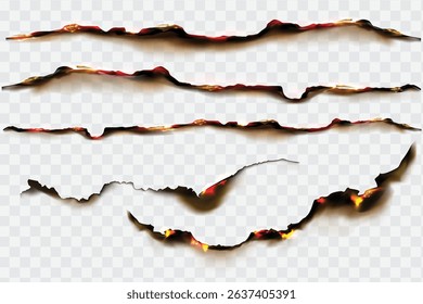 Realistic Burnt Paper Elements with Flames and Fire