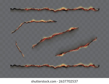 Realistic Burnt Paper Elements with Flames and Fire