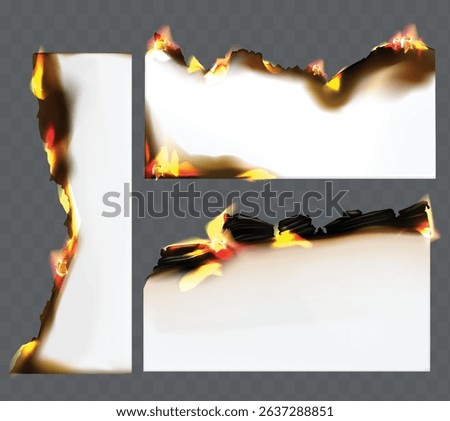 Realistic Burnt Paper Elements with Flames and Fire