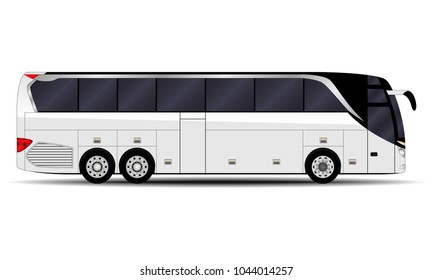 Realistic Bus Side View Stock Vector (Royalty Free) 1044014257 ...