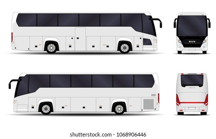 realistic bus. side view; front view; back view