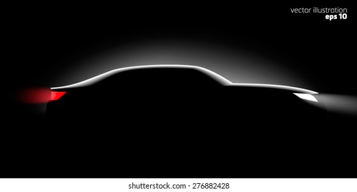 realistic business car silhouette in the dark