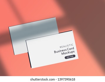 Realistic Business Card Layout Mockup Template For Branding And Identity With Shadow Effects.