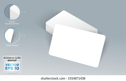 Realistic business card mockup. Vector business card presentation with realistic stance and shadows.