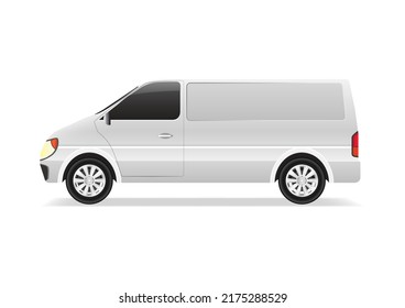 realistic business cargo white van isolated on white background