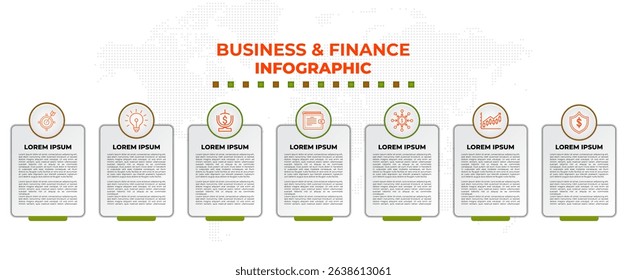 Realistic business and finance infographic vector template design. Info graph template design for business and finance industry. Used for economy, chart, strategy, presentation horizontal template