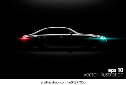 Realistic Business Luxury Prestige Car Lit In The Dark